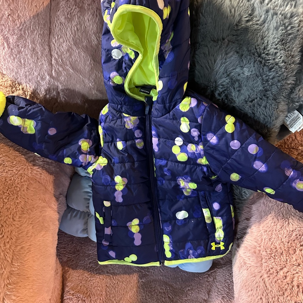Under Armour Kids Puffer Jacket - Navy and Neon Yellow